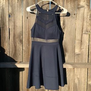 navy blue zip up dress